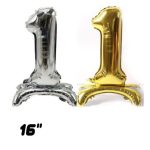 GLOBO CON BASE N°1 40 CM DORADO O PLATEADO