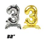 GLOBO CON BASE N°3 80 CM DORADO O PLATEADO