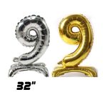 GLOBOS CON BASES N°9 80 CM DORADO O PLATEADO