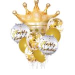 PACK GLOBOS FELIZ CUMPLEAÑOS CON CORONA