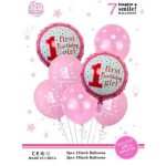 GLOBOS R12 PACK 7 UNIDADES 1ER AÑO NENA