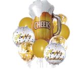 PACK 9 GLOBOS CERVEZA FELIZ CUMPLEAÑOS