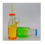 BOTELLA DE VIDRIO CON TAPA, SORBETE Y ASA