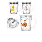 VASO GRADUADO DE VIDRIO CON TAPA Y SORBETE