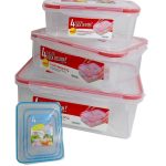 SET 3 TAMAÑOS DE CONTENEDORES CON TAPA AZUL O ROJO