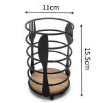 PORTA CUBIERTO NEGRO METAL Y MADERA