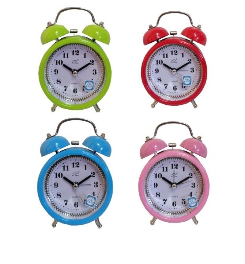 CLMI1410 RELOJ DESPERTADOR CON CAMPANA Y LUZ 4 COLORES - Imagen 1
