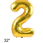 GLOBO N° 2 DORADO 82 CM DE ALTURA