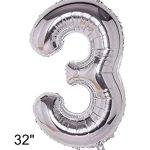 GLOBO N° 3 PLATEADO 82 CM DE ALTURA