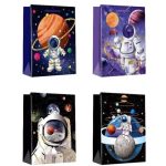 BOLSA IMPRESA CON FUELLE 26 x 32 cm 4 DISEÑOS ASTRONAUTA
