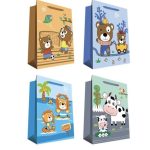 BOLSA IMPRESA CON FUELLE 26 x 32 cm 4 DISEÑOS CARICATURAS ANIMALES