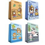 BOLSA IMPRESA CON FUELLE 32 x 40 cm 4 DISEÑOS CARICATURAS ANIMALES