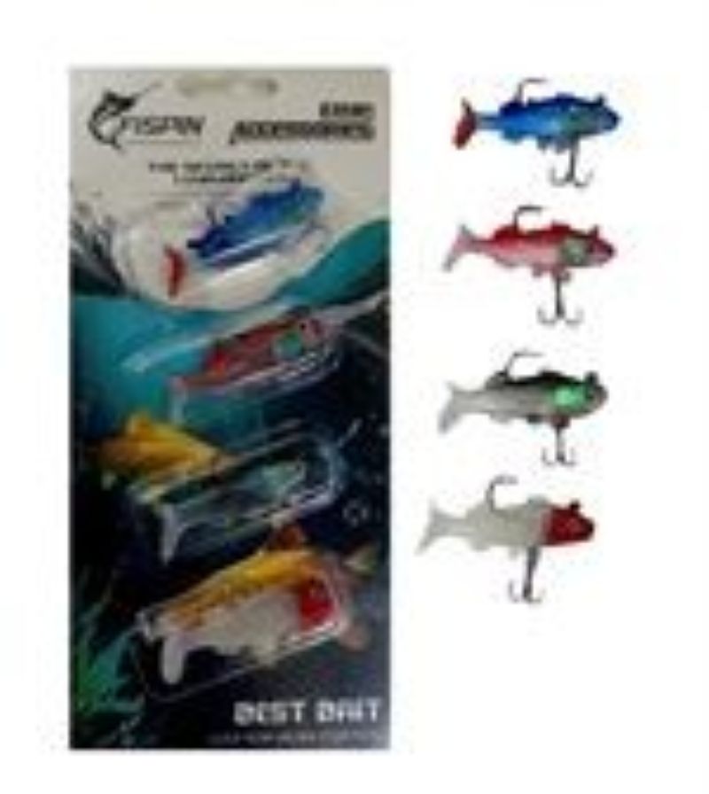 CLMI8855 SEÑUELOS PARA PESCA 5 cm SILICONA 4 PECES DOBLE ANZUELO - Imagen 1