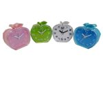 RELOJ DESPERTADOR MANZANA A PILAS 9,5 CM VARIOS COLORES